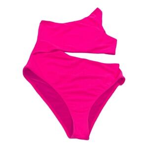 Beach Riot Hot Pink One Shoulder Swimsuit